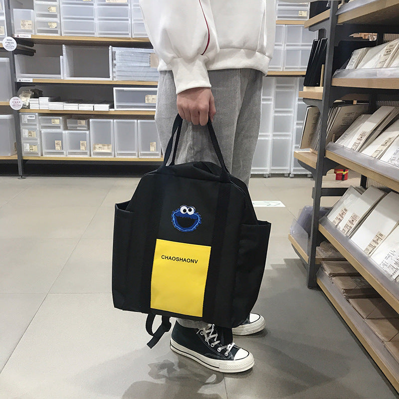 Japanese Style Cartoon Embroidered Backpack - Large Capacity