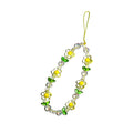 Fuqimanman2020 Colorful Flower Beaded Phone Charm Chain for Women Girls Cute Acrylic Flower Cell Phone Lanyard Wrist Strap Phone Accessories-B Yellow