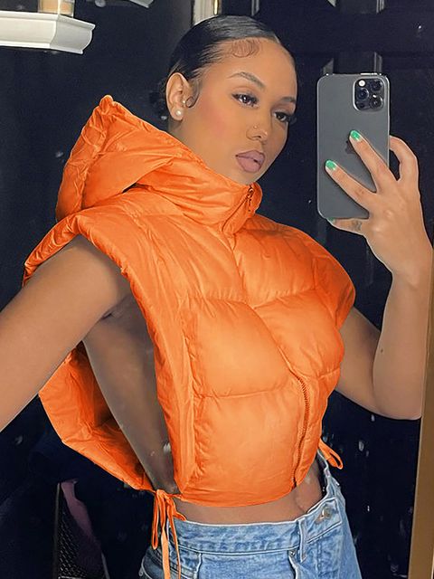 Fashionable Women's Autumn Hooded Jacket with Side Slits