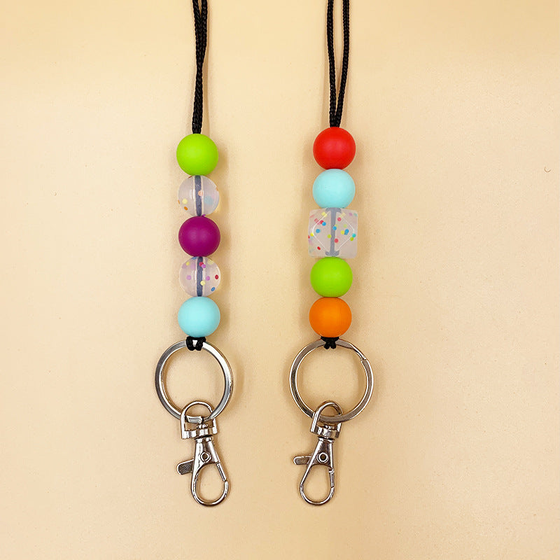 Amazon Badge Holder Keychain with Silicone Beads Lanyard