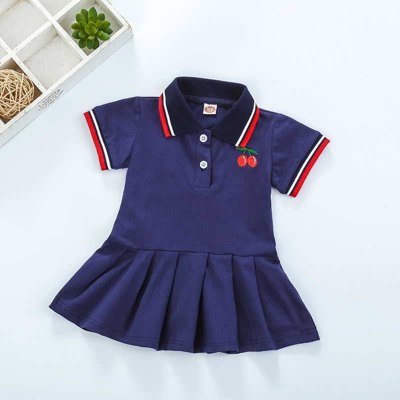 Short Sleeve Pleated Skirt Dress for Girls