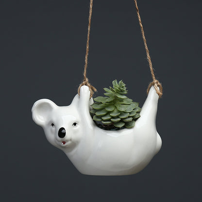 Cute Cartoon Koala Hanging Basket Ceramic Planter