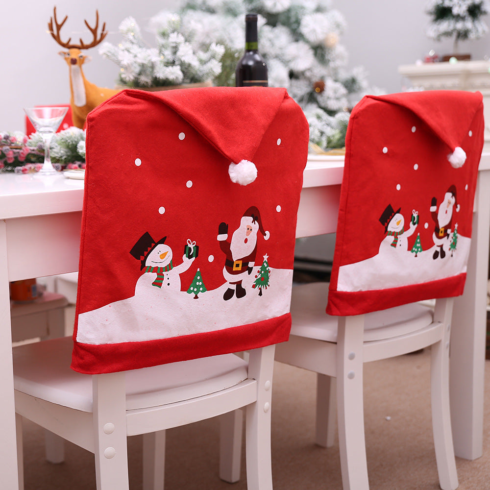 Christmas Non-Woven Fabric Chair Covers with Snowman Design