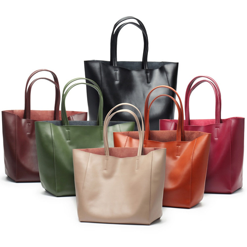 Large Capacity Leather Commuter Tote Bag