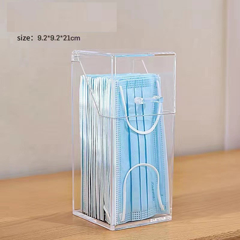 Transparent Dustproof Mask Storage Box for Desktop Use