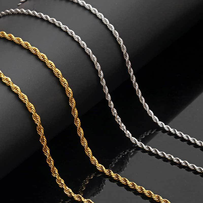 Trendy 18K Gold Plated Stainless Steel Twist Chain Necklace