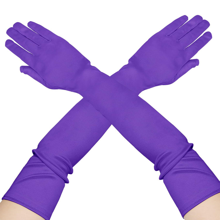 ItkFresh Opera Gloves Long Gloves Satin Gloves Long Gloves For Women Fancy Long Gloves Women Formal Satin Gloves Elbow Length Long Purple Gloves Purple Gloves Costume 1920s Gloves