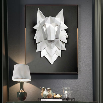 Geometric Wolf Head Wall Decor for Living Room