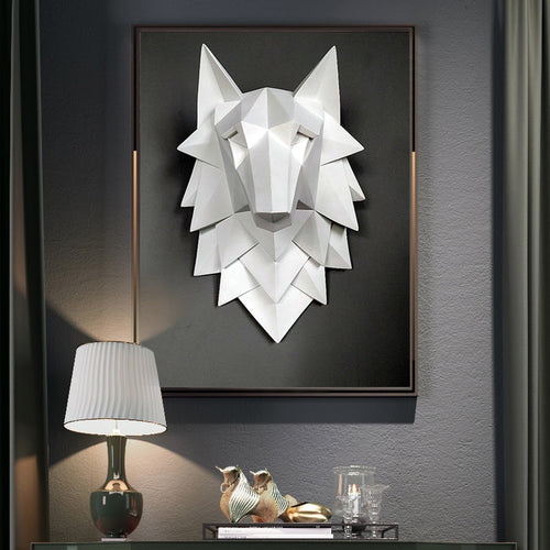 Geometric Wolf Head Wall Decor for Living Room
