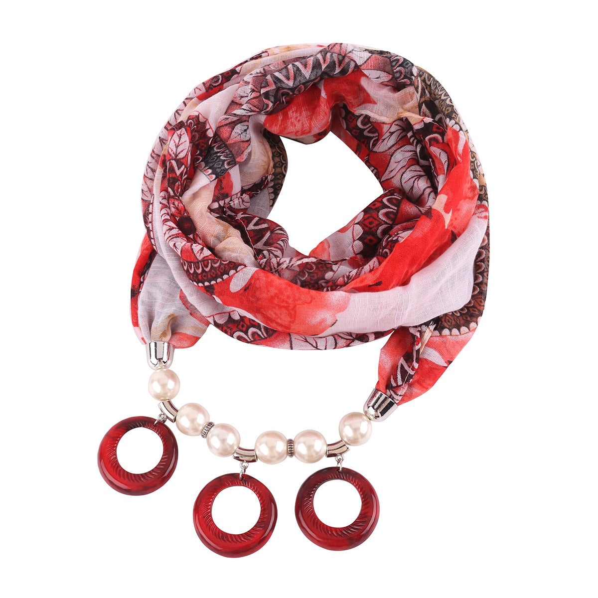 Resin Pendant Circle Necklace with Ethnic Style Cotton