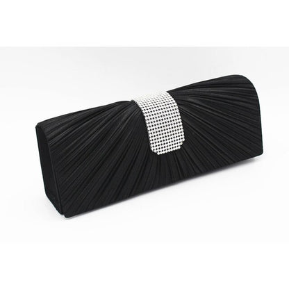 Black Satin Silk Evening Clutch Purse for Women