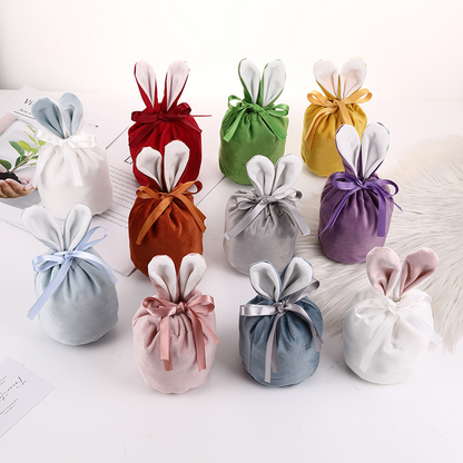 Velvet Bunny Ear Gift Bags for Easter Party Treats