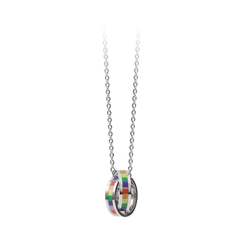 Rainbow Pride Couple Necklace in Titanium Steel