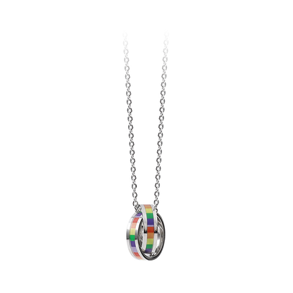 Rainbow Pride Couple Necklace in Titanium Steel