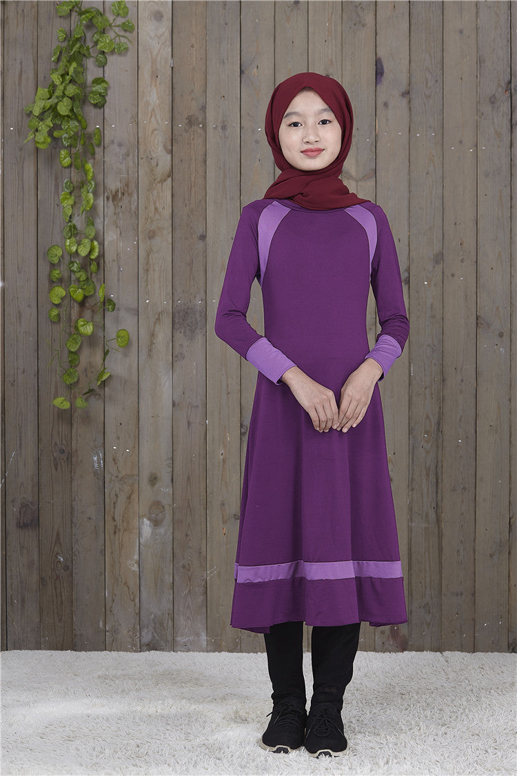 Hui Girls' Color Matching Long Skirt and Robe Set
