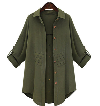 Plus Size Long Sleeve Casual Shirt Jacket for Women