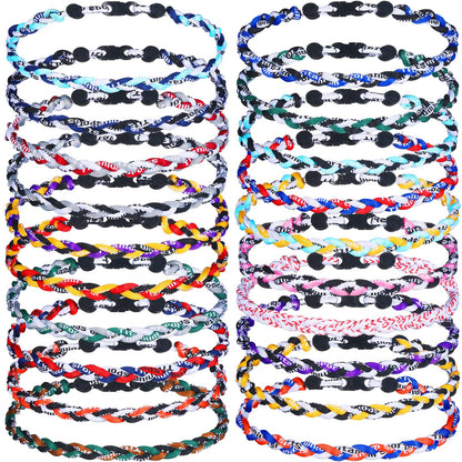 Ecally 20 Pieces Baseball Necklace 3 Braided Rope Tornado Necklace Sports Necklace Gifts for Men Player Fans Team Sports 18 Inches