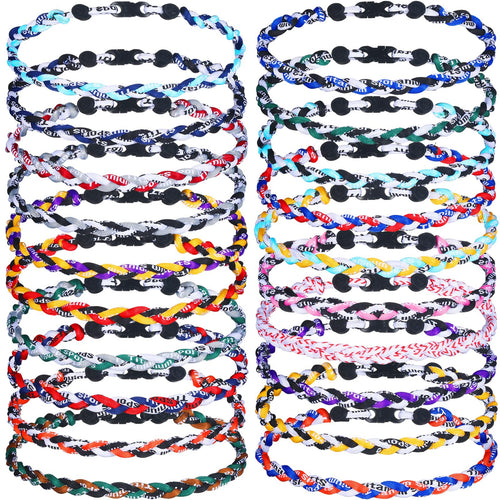 Ecally 20 Pieces Baseball Necklace 3 Braided Rope Tornado Necklace Sports Necklace Gifts for Men Player Fans Team Sports 18 Inches