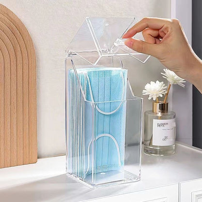 Transparent Dustproof Mask Storage Box for Desktop Use