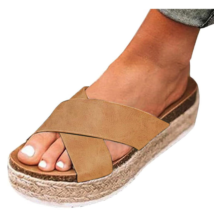 WomenS Platform Sandals Slides Espadrilles Sandals Flatform Slippers CasualPlatform Slides for Women Footbed Open Toe Wedges Sandals Khaki Size 9.5