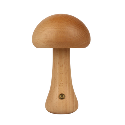 Wooden Mushroom LED Night Light - Rechargeable & Portable