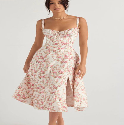Parisian Dress - Waist Shaping Floral Maxi Dress (One Piece)