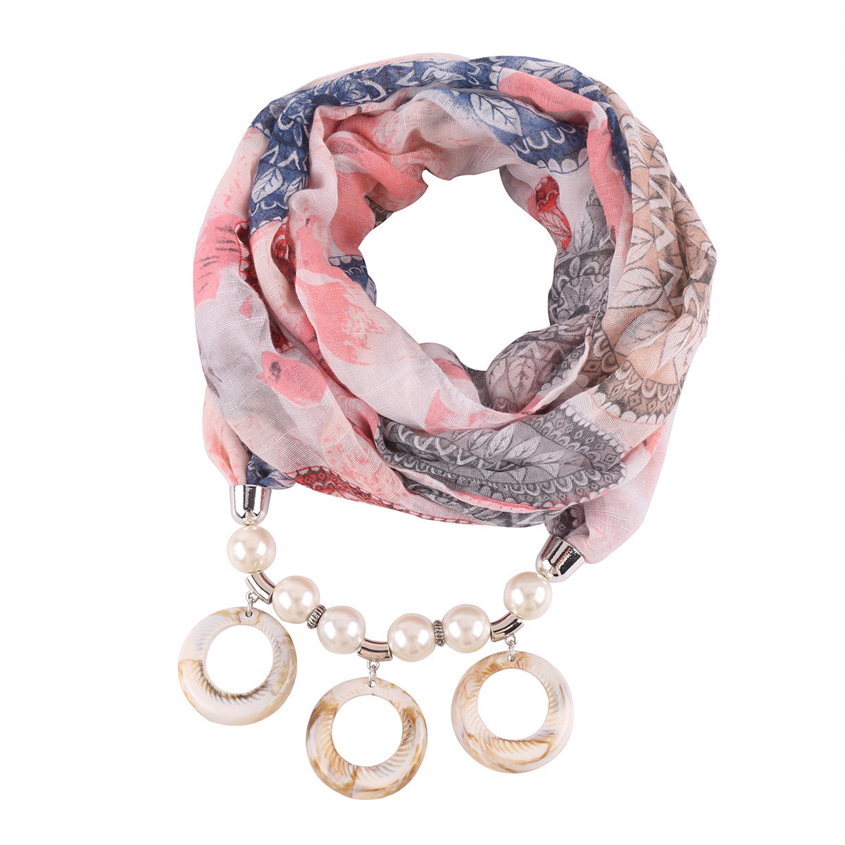 Resin Pendant Circle Necklace with Ethnic Style Cotton
