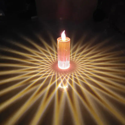 Warm LED Candle Lights with Diamond Stripe Projection