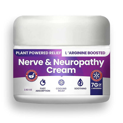 Nerve and Neuropathy Cream – Plant Powered Relief for Foot Hands Legs Toes Includes 7grams of L’Arginine; Vitamin B6 Arnica Aloe -2.82oz