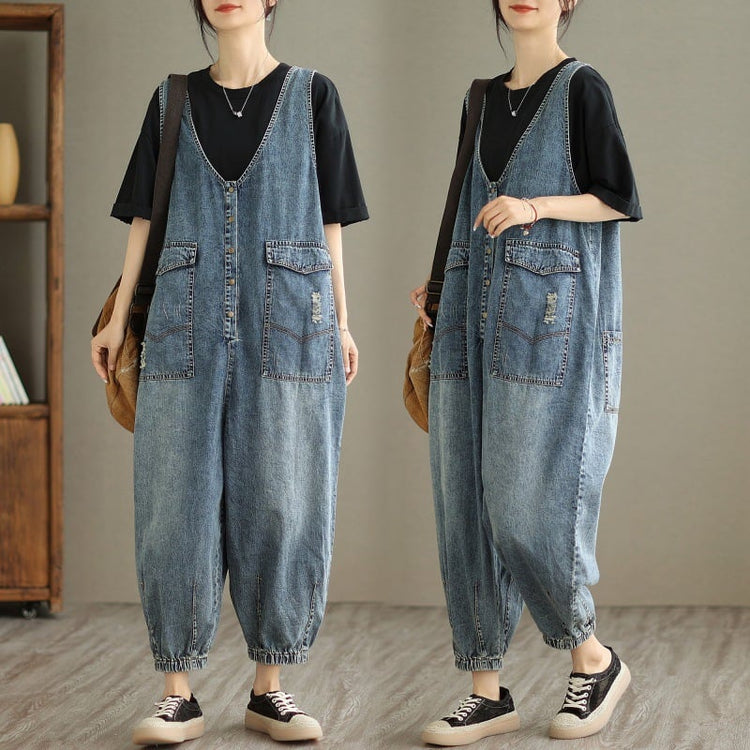 Denim Tank Top Jumpsuit for Women