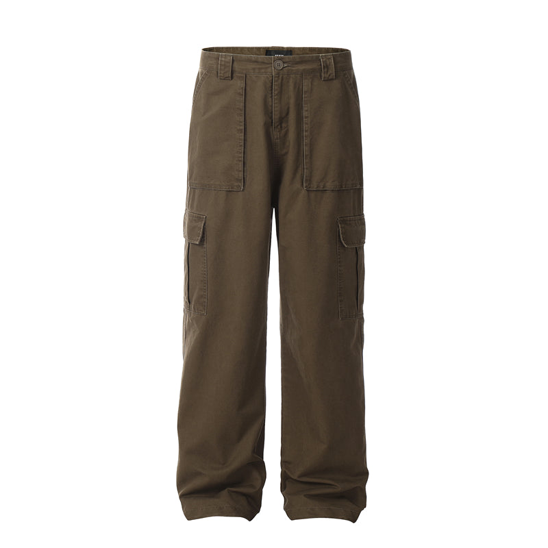 Vintage Wash Loose Fit Straight Leg Pants for Men