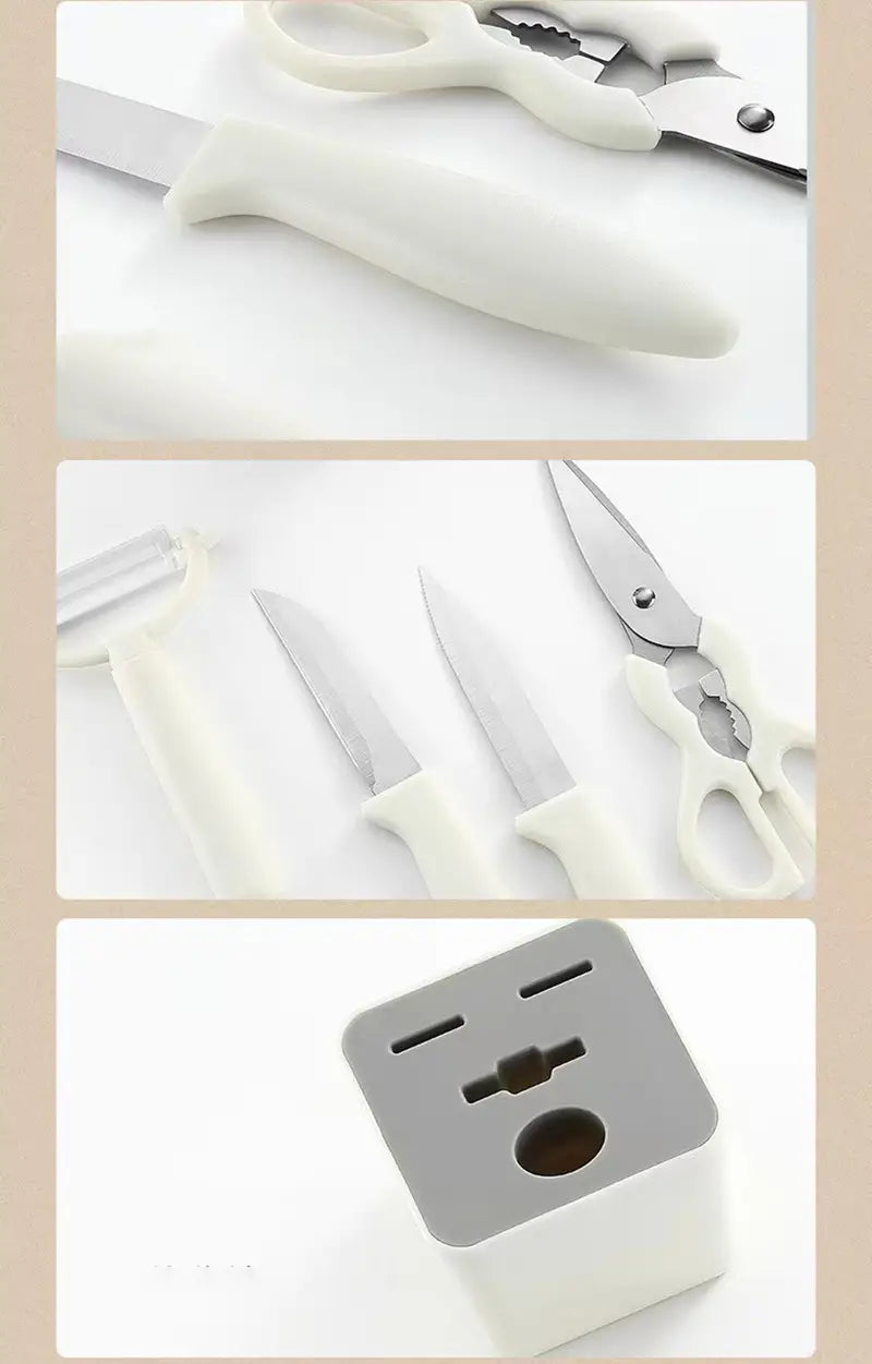 6pcs Kitchen Gadgets Fruit Peeling Knife Set with Rack