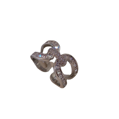 U-Shaped Zircon Ring for Electronic Girl Style