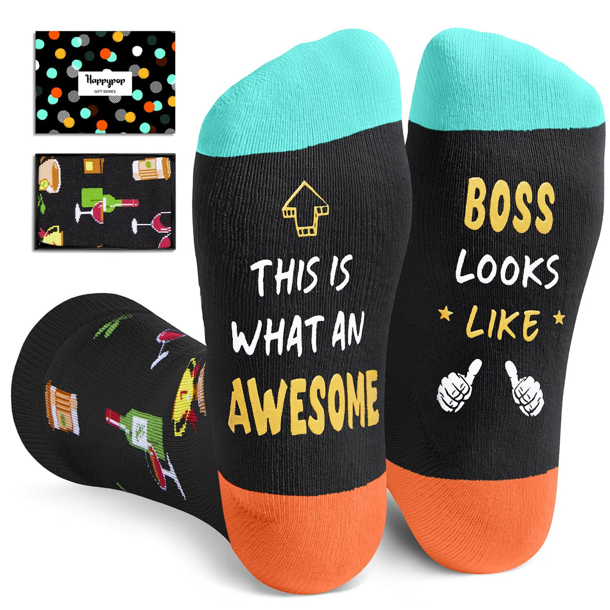 HAPPYPOP Boss Gifts Ideas Socks - Boss Gifts for Men Women Cool Boss Gifts Male Female Best Boss Women Socks