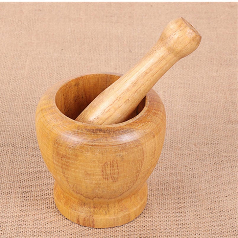 Wooden Garlic Masher and Mortar Kitchen Gadgets