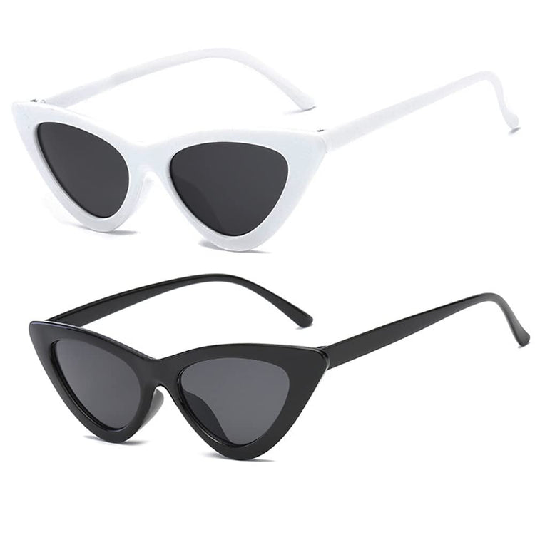 WZWLKJ Retro Vintage Narrow Cat Eye Sunglasses for Women Clout Goggles women sunglasses for Holiday beach outdoor