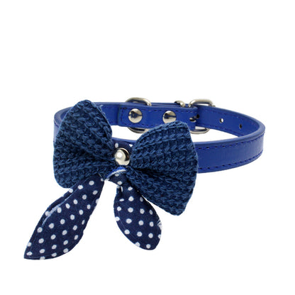 Wool Knitted Bow Pet Collar