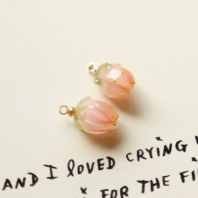 UV Resin Pink Floral Buds for DIY Jewelry Accessories