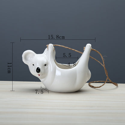 Cute Cartoon Koala Hanging Basket Ceramic Planter