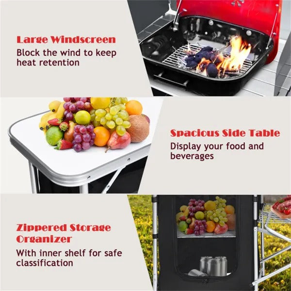 Foldable Camping Kitchen with Windshield Pockets