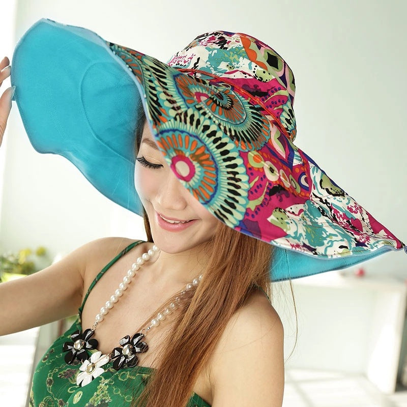 Wide Brim Sun Hat for Women - Foldable Beach Hat