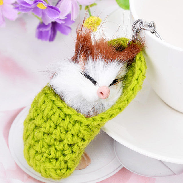 Autumn Winter Little Mouse Hairball Keyring Pendant