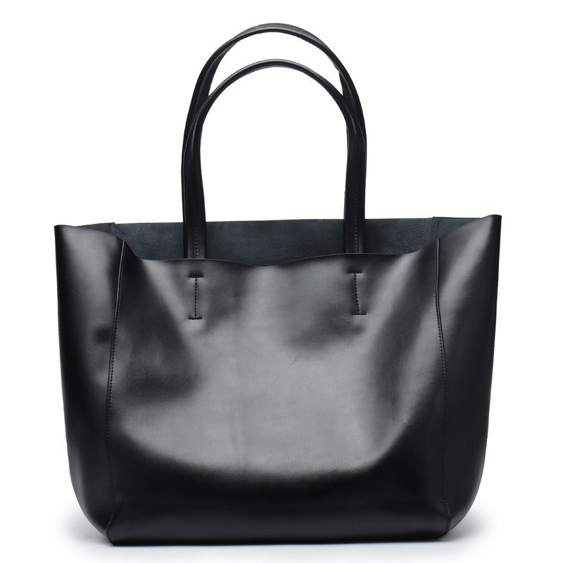 Large Capacity Leather Commuter Tote Bag