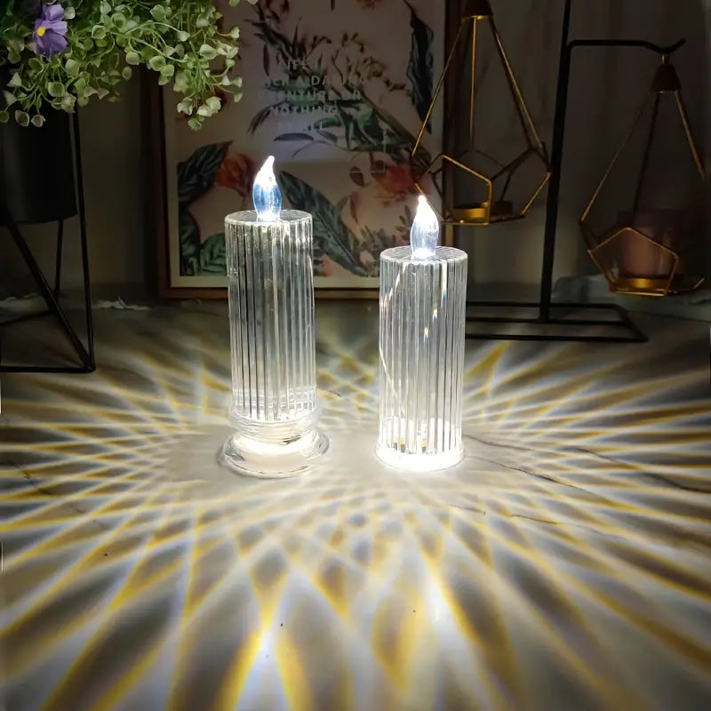 Warm LED Candle Lights with Diamond Stripe Projection
