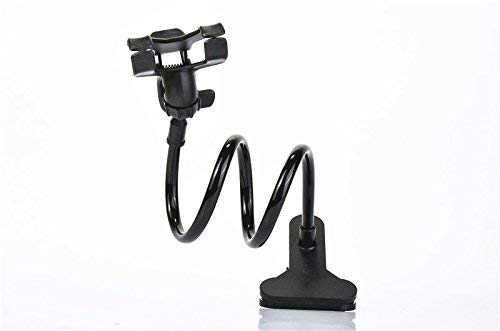 Universal Flexible Long Arm Lazy Cell Phone Gooseneck Stand Car Holder Bed Desk Table Clip Bracket for iPhone for Samsung Smartphones (Black)