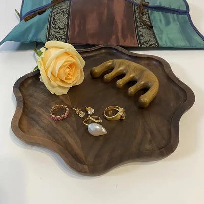 Black Walnut Wooden Serving Tray - Rectangular Design