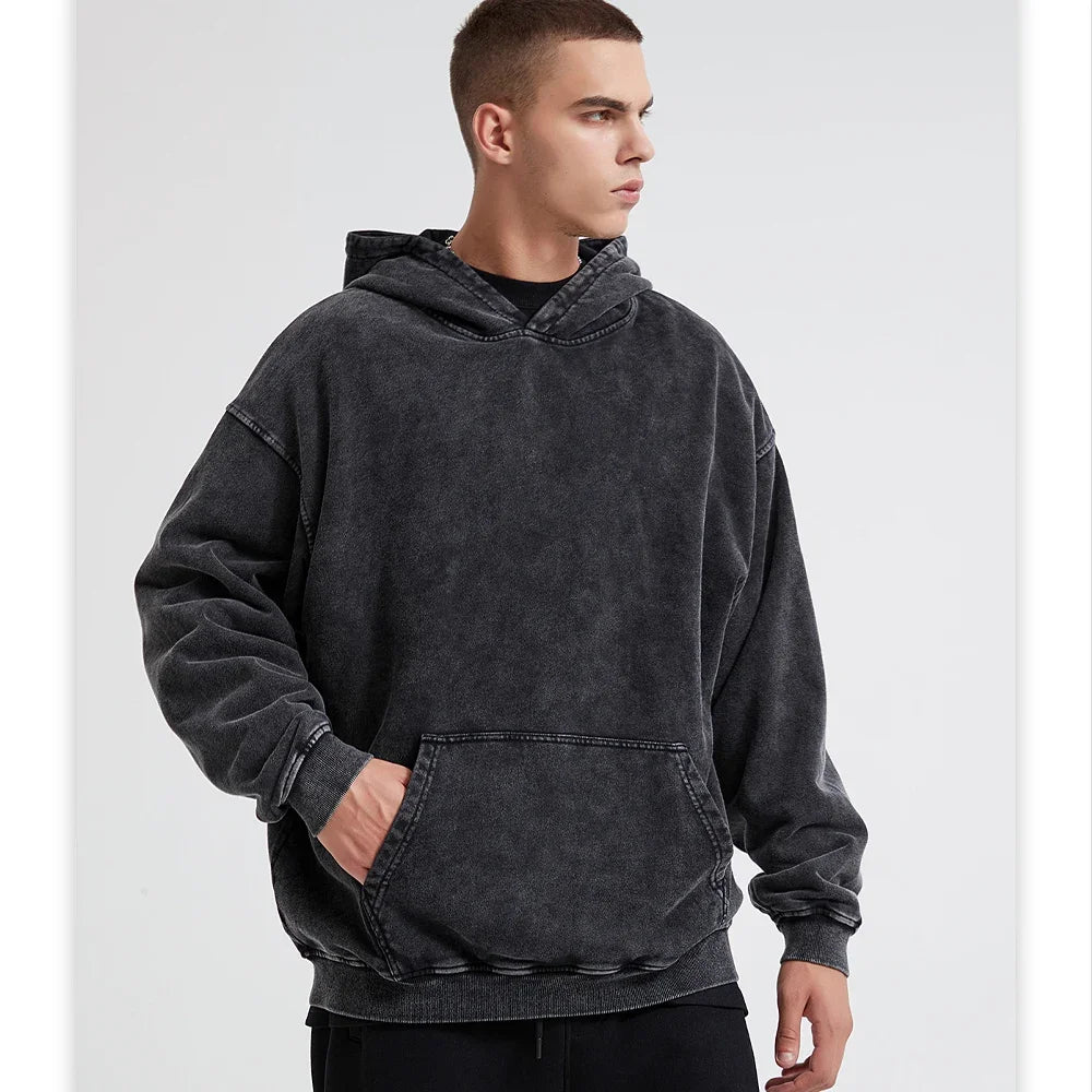 Customizable Retro Washed Cotton Oversized Hoodies