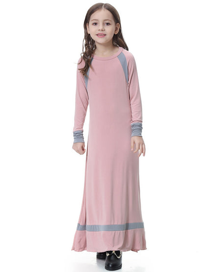Hui Girls' Color Matching Long Skirt and Robe Set
