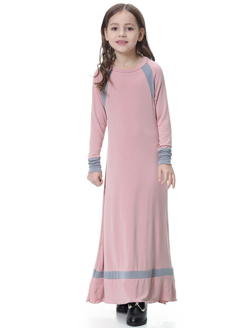 Hui Girls' Color Matching Long Skirt and Robe Set