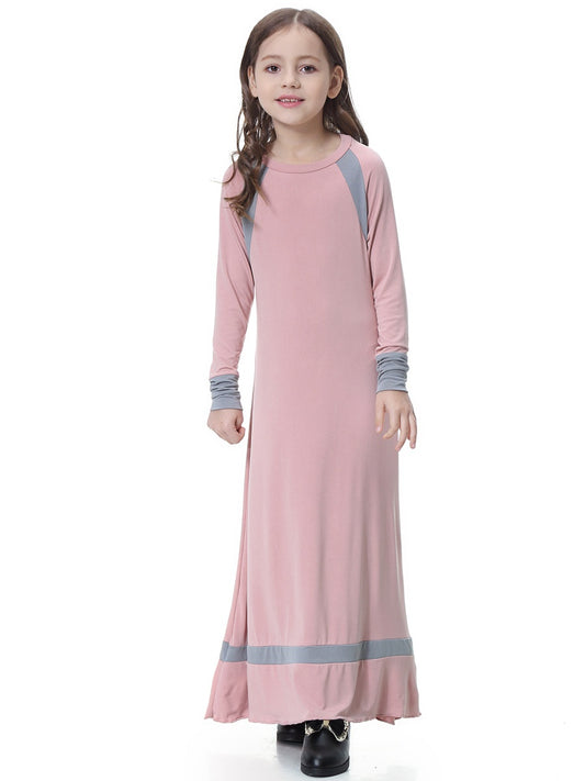Hui Girls' Color Matching Long Skirt and Robe Set